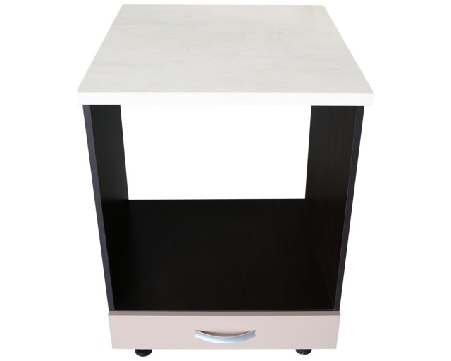 Corp pentru cuptor incorporabil cu sertar Zebra, wenge/Cappuccino lucios, cu blat Travertin, 60 x 85 x 60 cm